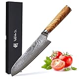 Wakoli Oribu - Cuchillo santoku (18 cm, hoja extremadamente afilada de 67 capas, acero de damasco japonés con mango de...