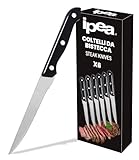 IPEA Cuchillos de Mesa para Carne - Juego de 6 - Cuchillo Carne Afilado con Hoja Lisa de Acero Inoxidable para Cortar...