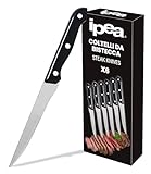 IPEA Cuchillos de Mesa para Carne - Juego de 6 - Cuchillo Carne Afilado con Hoja Lisa de Acero Inoxidable para Cortar...