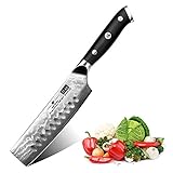 SHAN ZU Cuchillo de Cocina Nakiri Damasco, 16.5cm Cuchillo Japones para Verduras, Cuchillo de Chef de 67 Capas de Acero...