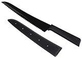KUHN RIKON, Cuchillo de PAN antiadherente con funda de seguridad Colori +, 32.5cm, Negro