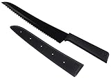 KUHN RIKON, Cuchillo de PAN antiadherente con funda de seguridad Colori +, 32.5cm, Negro