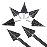 AMEYXGS 6/12 Piezas de Tiro con Arco Broadhead 125 Granos Puntas de Flecha de Cuchillas Fijas Puntas de Flecha de Punta...