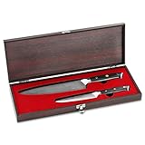 Sunnecko Juego de Cuchillos de Cocina Profesional Damasco Cuchillo Cocina de 20 cm, un Cuchillo Multifuncional de 12,7...