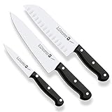 3 Claveles Pack de 3 cuchillos de cocina Uniblock, Acero Inoxidable, Verduras + Cocinero + Santoku