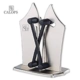 Calops Afilador de Cuchillos de Cocina de Acero con Dos Extremos Ajustables para Cuchillos Lisos y serrados, Afilado...