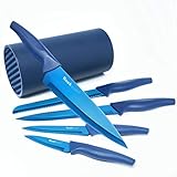 wanbasion 5 Piezas Azul Juego De Cuchillos De Cocina Profesionales, Bloque de Cuchillos Acero Inoxidable, Juego de...