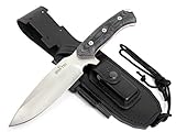 JEO-TEC Nº15 Cuchillo Supervivencia Caza Monte bushcraft Camping Outdoor Campo - Funda de Piel con pedernal y Piedra...