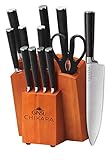 Ginsu® Set de Cuchillos Gourmet Chikara®, de Acero Inoxidable Japonés con un Bloque de Color Caramelo, 12 Piezas