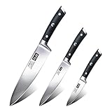 SHAN ZU Juego de Cuchillos de Cocina Profesional, Cucihllo Chef de Acero Inoxidable Alemán, 3 Piezas Set Cuchillo...