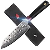 TUO Cuchillos Santoku 5.5” Cuchillo de Núcleo de Corte de Acero Inoxidable AUS-10 HC Japonés - Acabado Martillado-...