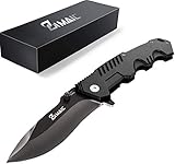 ZIMAIC Navaja Plegable, 7Cr17 Cuchillo Plegable Supervivencia Acero Inoxidable con Hoja Recubierta de Titanio, Mango de...