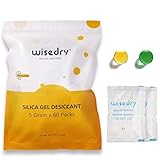 wisedry 5 Gramos x 60 Paquetes Gel De Sílice Desecante bolsitas con Perlas de Naranja Indicador de Humedad Absorbe...