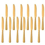 Cuchillos de cena Buyer Star de 12 piezas, juego de cuchillos afilados de acero inoxidable dorado para el hogar, la...