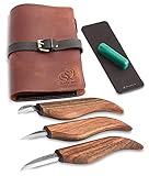 BeaverCraft Deluxe S15X Juego de Cuchillos para Tallar Madera con Estuche de Cuero Kit de Tallado de Madera Premium con...