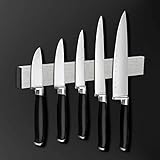 Kinlo - Soporte magnético para cuchillos (30/40/50 cm, montaje en pared, sin agujeros, acero inoxidable cepillado,...
