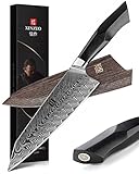 XINZUO Acero de Damasco Cuchillo Chef, 21.5cm Kiritsuke Cuchillo de Cocinero, Profesional Forjado de Gyuto Cuchillos de...