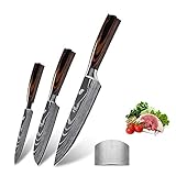 Anhichef Set de Cuchillos de Cocina, Cuchillos de Cocina Damasco Profesionales 20cm+Cuchillo Santoku13cm+Cuchillo...