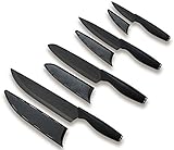 Ausker – Juego de 4 cuchillos en Cerámica negra de Alta Densidad (Mango negro)