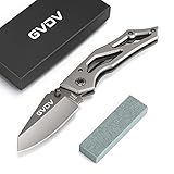 GVDV Cuchillo Plegable Supervivencia, Navaja de Bolsillo con 7CR17 Hoja de Acero Inoxidable Acampar Navaja para Acampar,...