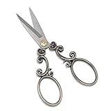 Tijeras vintage PsmGoods® de acero inoxidable para costura o punto de cruz, estilo bronce envejecido, Scissor 2R Black...