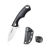 TONIFE Squirrel Cuchillo de Cuello Full Tang Hoja Fija 4,3cm Total 11,9cm con Funda Kydex y Cadena de Bolas para Pesca,...