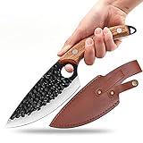 Huusk - Cuchillo japonés de cocina con funda de piel (marrón)