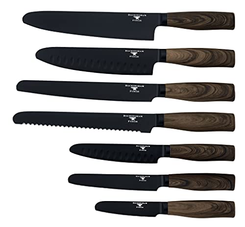 Rockingham Forge Cuchillo Santoku, Serie Forester Safe D, 7 Pulgadas, Acero Inoxidable, Punta Redondeada, RF-6183D