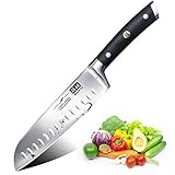 SHAN ZU Cuchillo Santoku Japones, Cuchillos de Cocina Profesionales 18cm, 7 ''Cuchillo Chef de Acero Inoxidable Alemán...