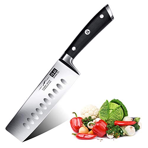 SHAN ZU Cuchillo de Cocina Nakiri, 16.5cm Cuchillo Japones para Verduras, Cuchillo Chef de Acero Inoxidable Alemán,...