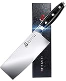 TUO Cuchillo de Carnicero Cuchillo de Chef Chino 18cm Cuchillo Carne Cuchillo de Cocina Alemán de Acero Inoxidable Asa Ergonómica con Caja de Regalo-Black Hawk Series