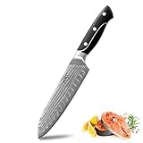 NANFANG BROTHERS Cuchillo Damasco Cuchillo Santoku 19.5 cm Hoja Extremadamente Afilada 67 Layer I Cuchillo de Cocina...