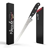 Marindo Juego de cuchillos profesionales para filetear con funda | 18,5 cm de longitud de hoja | para pescado y carne |...