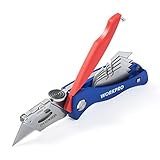 WORKPRO Cutter Plegable,Cuchillo Multiuso, Navaja Táctica Cambio Rápido con 5 Hojas, Mecanismo de Bloqueo