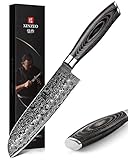 XINZUO Cuchillo de Santoku Cocina 17,8cm de Acero Damasco Japonés 67 Capas Profesional Cuchillo de Chef con Pakkawood...