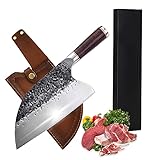 Cuchillo de cocinero profesional japonés, cuchillo de serbio, carnicero de cocina, hoja de 20 cm con funda, también...