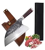 Cuchillo de cocinero profesional japonés, cuchillo de serbio, carnicero de cocina, hoja de 20 cm con funda, también...