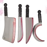 Hakka Juguete Cuchillo de Carnicero Sangriento 4Pcs | Traje de Machete Ensangrentado | Accesorios de Halloween de...