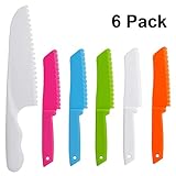 ONUPGO - Juego de cuchillos de cocina (6 piezas, plástico, con bordes de corte serrados, cuchillos de nailon para...