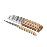 Laguiole Evolution 30050016 – Juego de 6 Cuchillos de Carne (Sentido barnizada Madera Claro