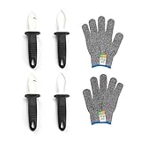 Olymajy Cuchillo de ostras, Cuchillo Abre-ostras, 2 Piezas de Cuchillos para descortezar ostras y Guantes Resistentes al...