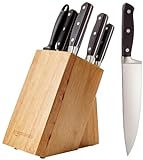 Amazon Basics - Juego de cuchillos de cocina y soporte (9 piezas), Negro