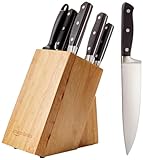 Amazon Basics - Juego de cuchillos de cocina y soporte (9 piezas), Negro