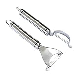 CONISY Acero Inoxidable Dentado Profesional Pelador de Frutas y Verduras Manual Multifuncion Kitchen aid - 2 Piezas