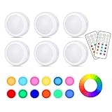 Luces para Gabinetes LED,Cadrim 6 Packs Luces Nocturnas LED Inalámbricas con 2 Remoto,13 Colores Brillo Ajustable...