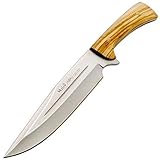 Muela Cuchillo Jabali JABALI-21 OL Hoja de Acero MoVa de 21 cm y empuñadura de Madera de Olivo para Caza, Pesca,...