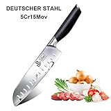 DDF iohEF Cuchillo de Cocina, Cuchillo de Cocinero Santoku Profesional 18cm Acero Inoxidable Alemán Hoja Mango...