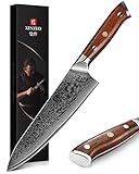 XINZUO Cuchillo de Cocina 21cm de Acero Damasco Japonés 67 Capas Profesional Gyuto Cuchillo de Cocinero con Rosewood...