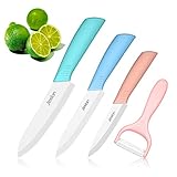 Jeslon Cuchillos de Cerámica, 3pcs Cuchillos Chef (6'Chef Cuchillo, 5'' Utilidad Cortar, 4'' Cuchillo de Fruta y 1...