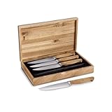 Set de cuchillos de carne Stan de 4 piezas, mangos elegantes de Madera de Olivo, longitud de la hoja de 12.5 cm, incluye...